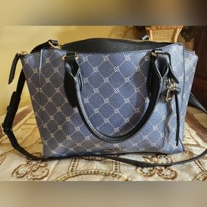 Nine West Womens Paisley Jet Set Satchel Denim Logo